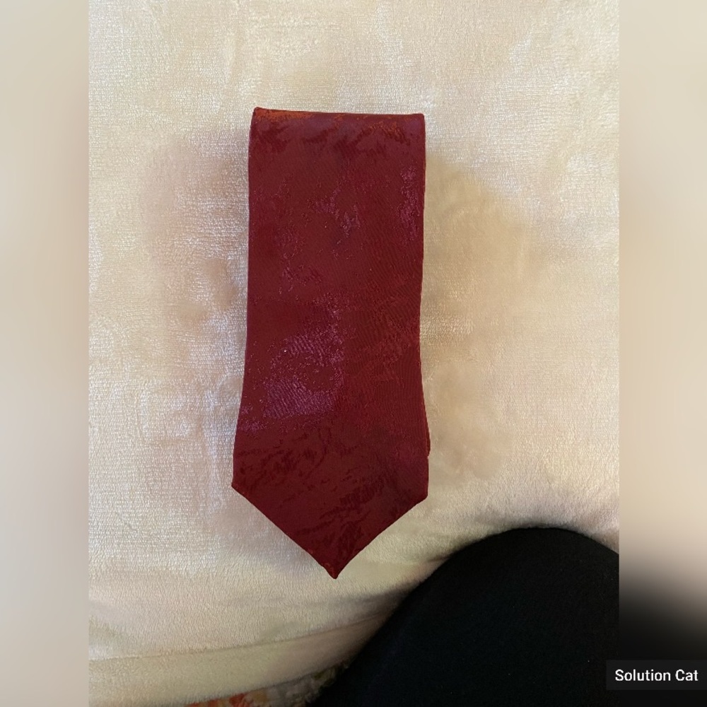 Maroon embossed tie by Botany 500